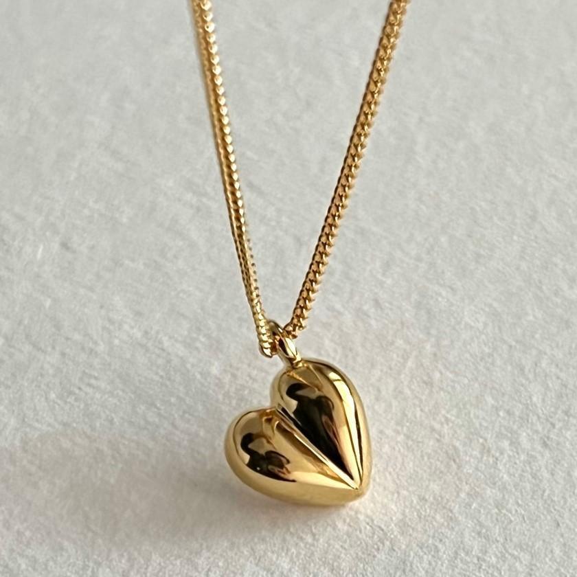 Collier en argent Sterling 925 avec cœur aimant pour femme, ornement en or tridimensionnel, Simple