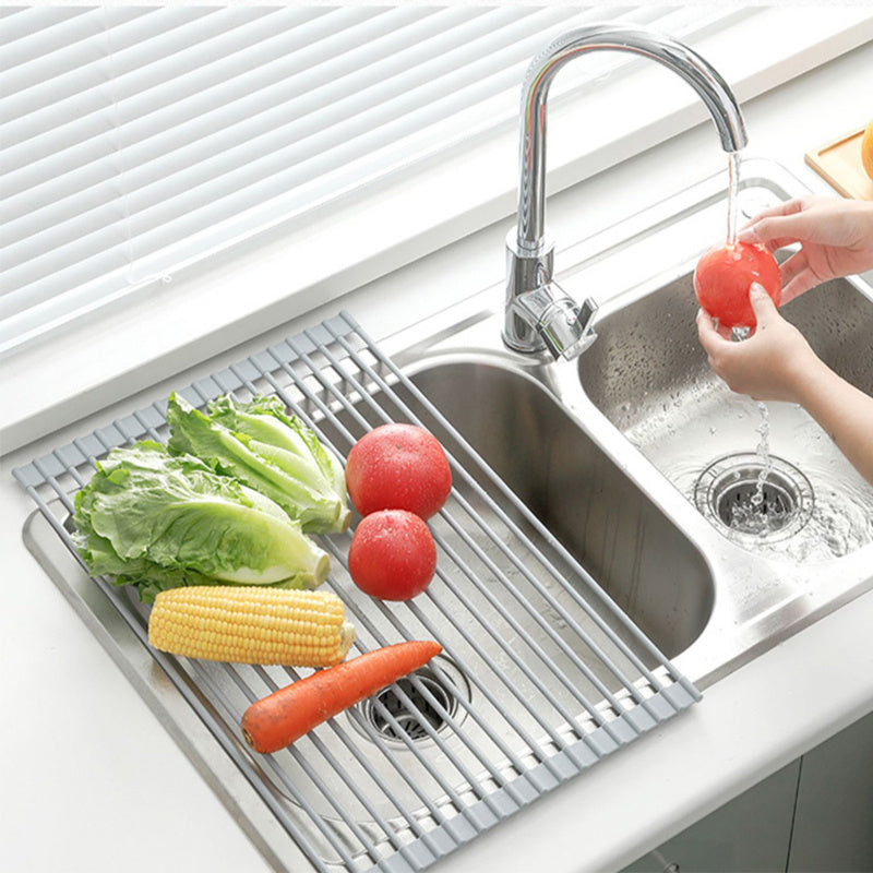 Estante para fregadero, estante de drenaje de acero inoxidable, fregadero de cocina plegable, estante para platos