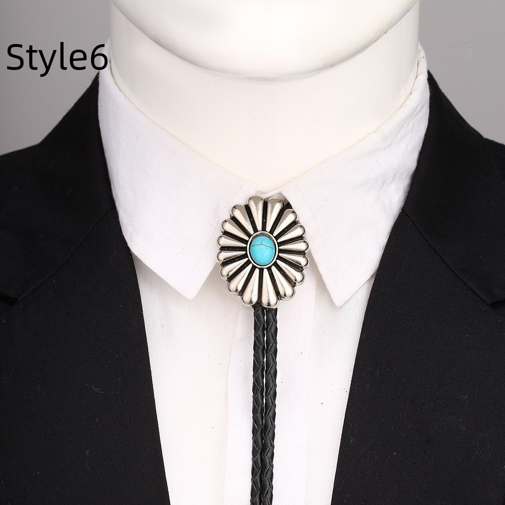 Celtic Pattern Turquoise Agate Bolo Tie