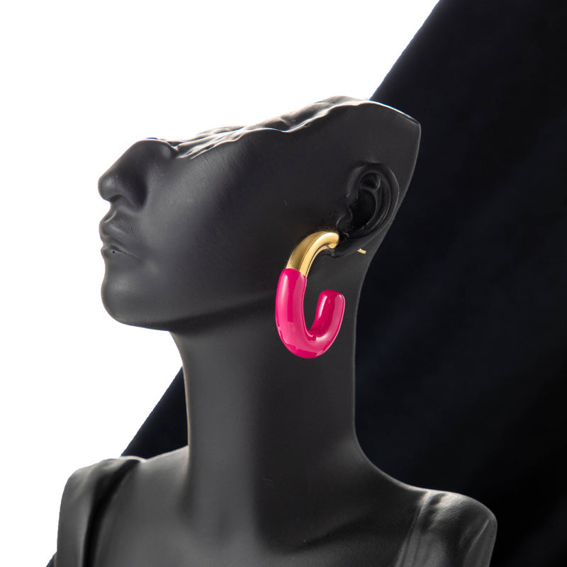 Boucles d'oreilles en acier inoxydable simples et à la mode pour femmes