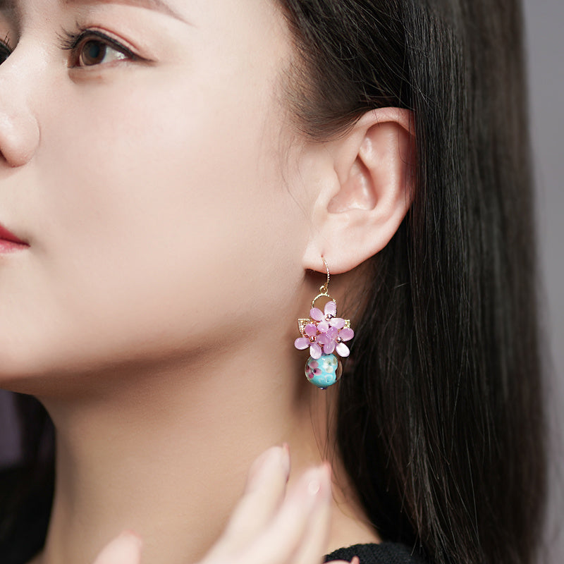 Boucles d'oreilles vintage à petites fleurs, style antique