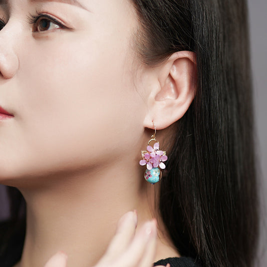 Boucles d'oreilles vintage à petites fleurs, style antique