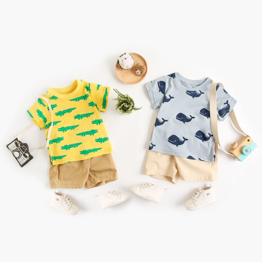 Costume d'été pour garçon, vêtements pour bébé, dessin animé, Animal