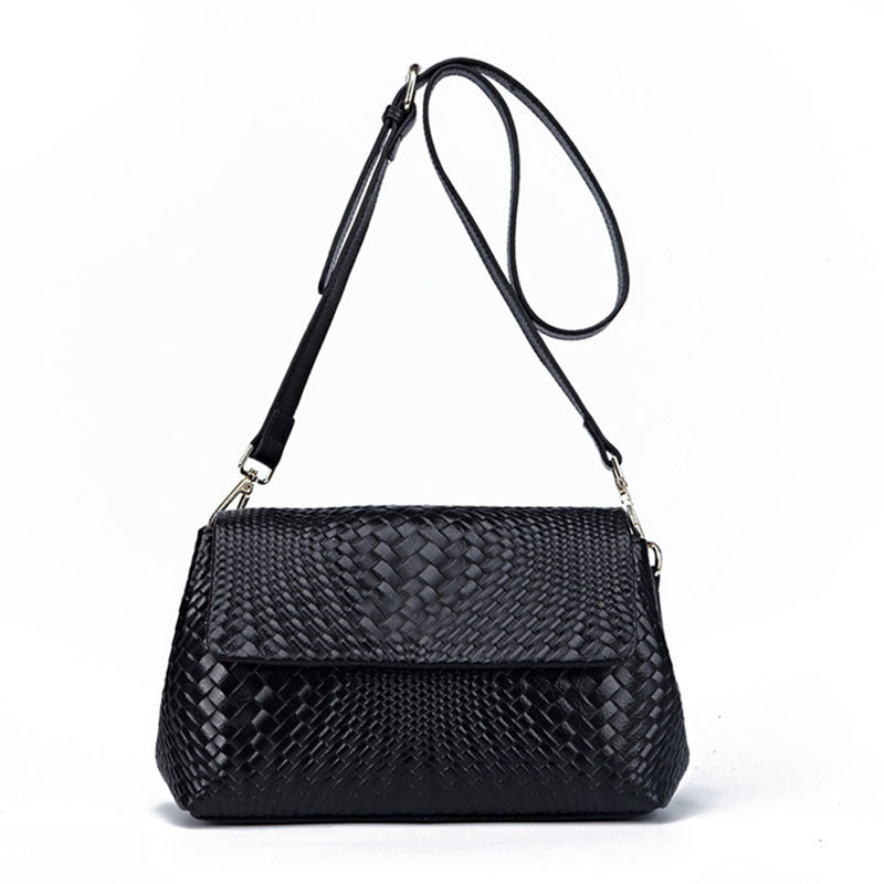 Sac tissé en cuir véritable pour femme, petit sac à bandoulière, sacoche à épaule