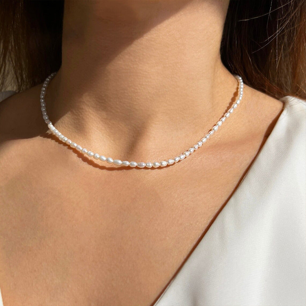 Niche Ins Style Oval Shell Pearl And Pearl Necklace Simple All-match Clavicle Chain