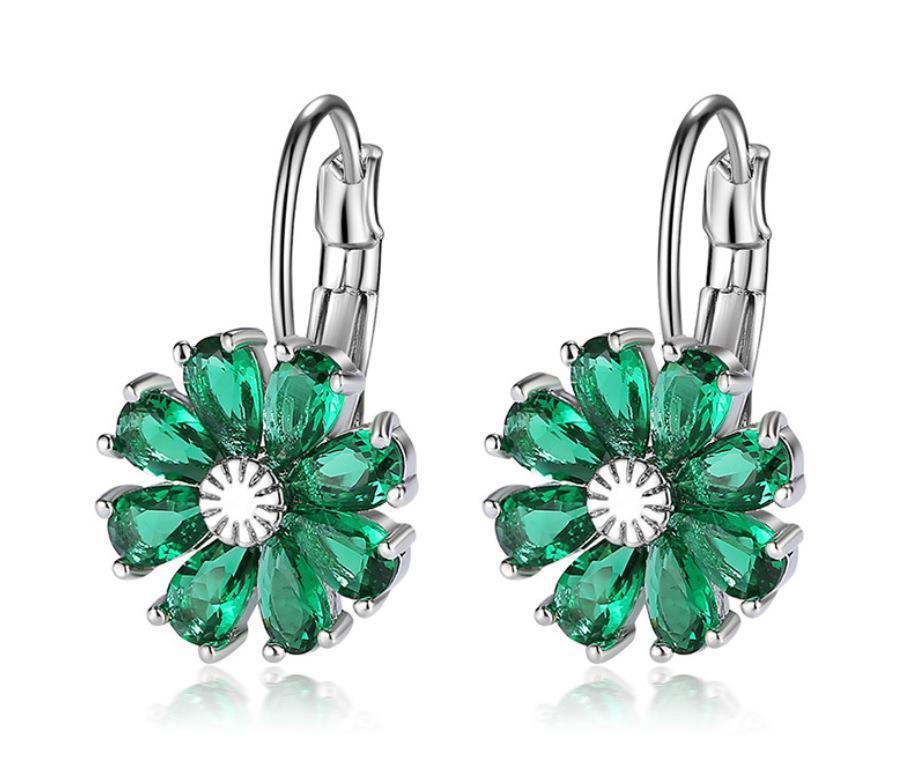 Flower Color Zircon Stud Earrings For Women