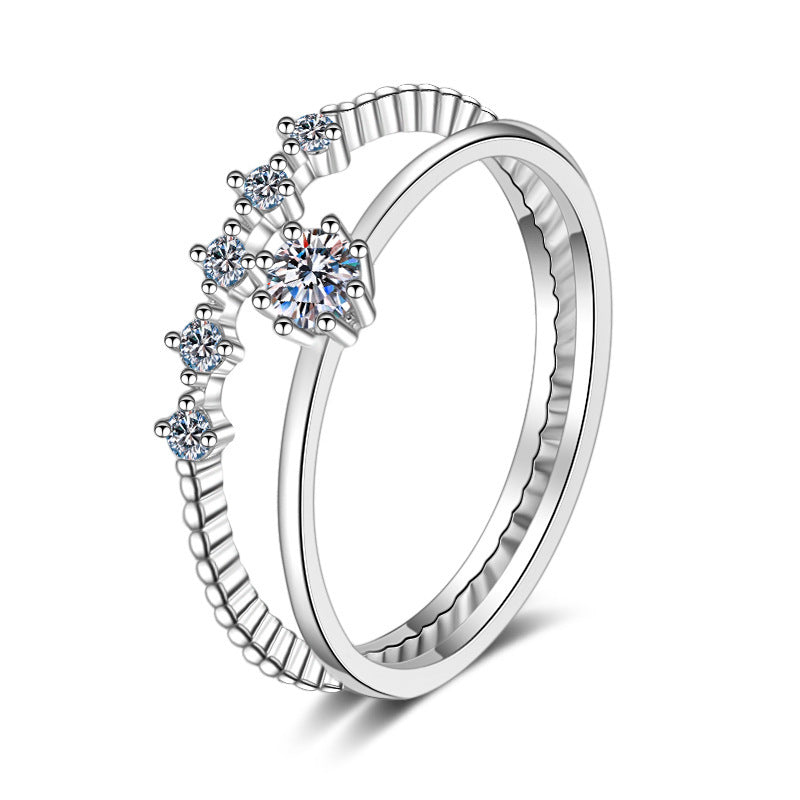 Bague Moissanite plaquée argent sterling, bague de couple à huit griffes, bague en diamant