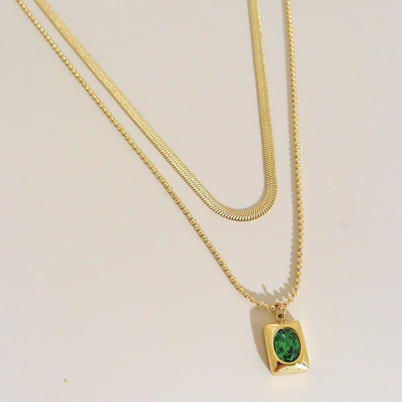 Collier à double clavicule simple, européen et américain, double couche
