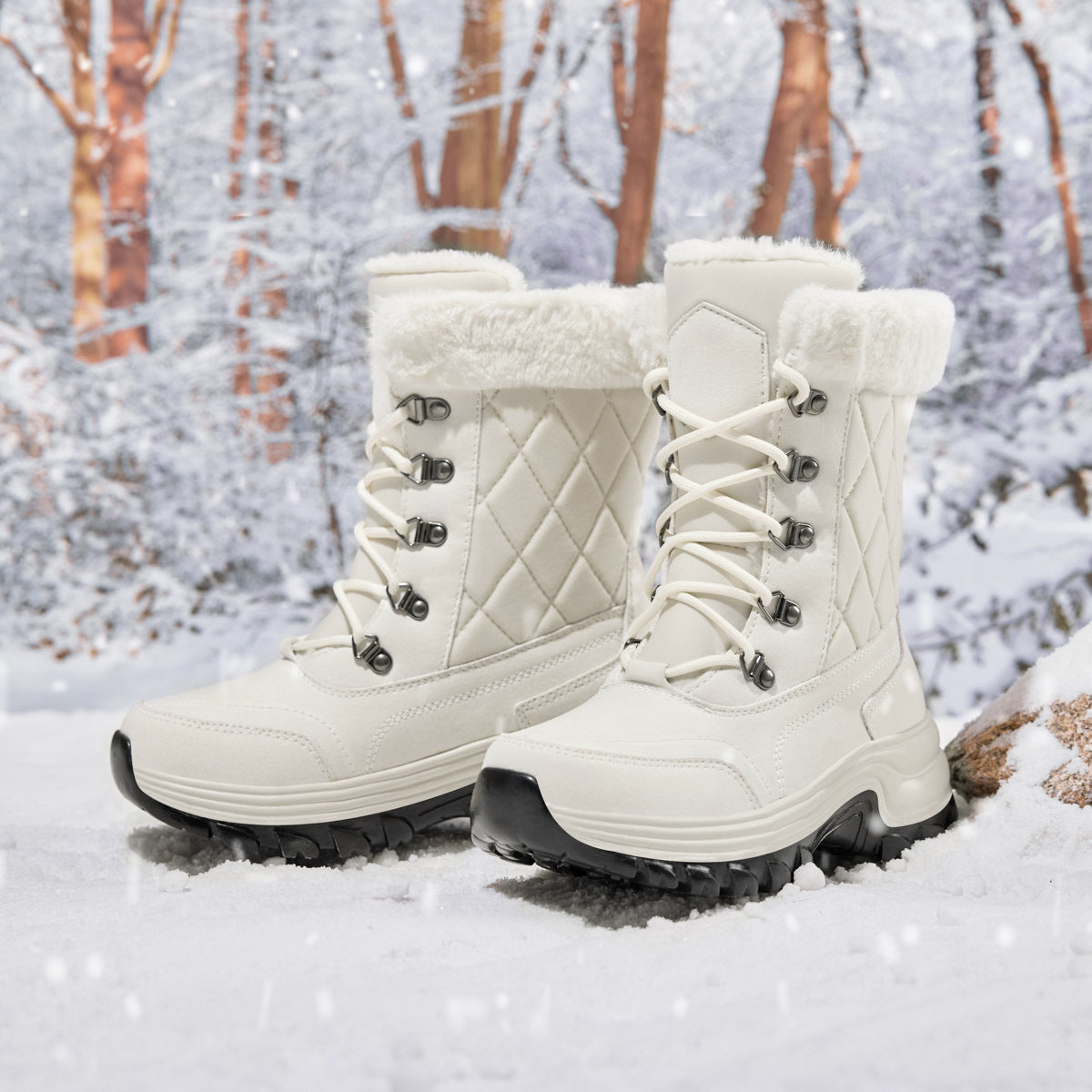 Bottes de neige épaisses et confortables, montantes, chaudes, doublées de polaire, mode hiver pour femmes