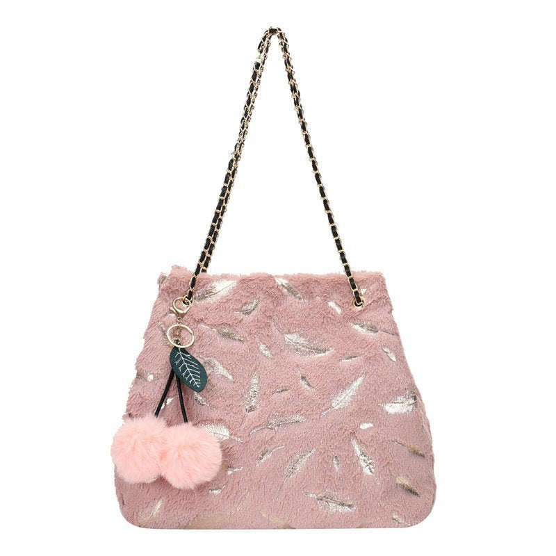 Women's Fashion Casual Plush Chain Shoulder Messenger Bag
