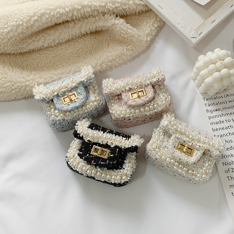 Sac à bandoulière pour enfants avec chaîne en treillis de diamants