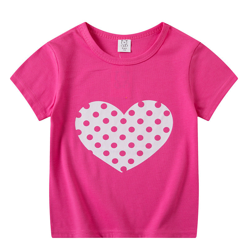 T-shirt à manches courtes pour enfants, garçons et filles, haut à manches mi-longues avec dessin animé