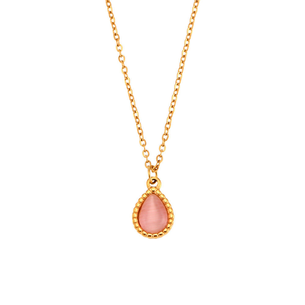 Collier avec pendentif compte-gouttes en acier inoxydable pour femme