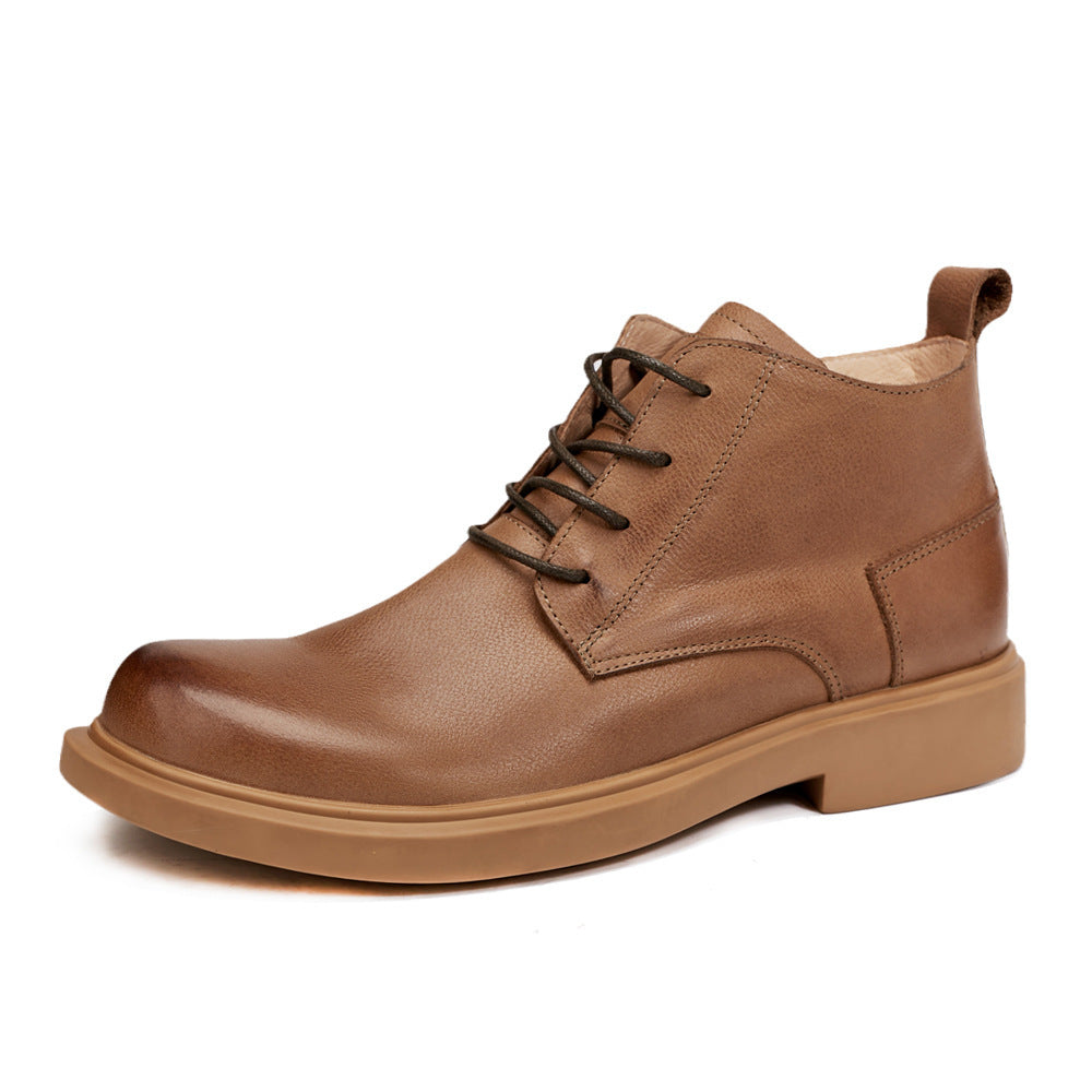 Botas Martin Botas de cuero de moda Botas planas con cordones Botas media caña Botas casuales para hombres que combinan con todo