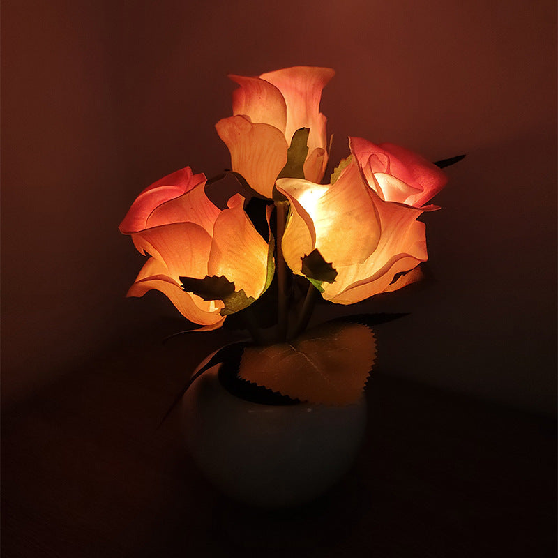 Lámpara LED de noche de tulipán, lámpara de mesa de flores de simulación, decoración de la habitación del hogar, lámpara de ambiente, regalo romántico en maceta para luces LED de oficina