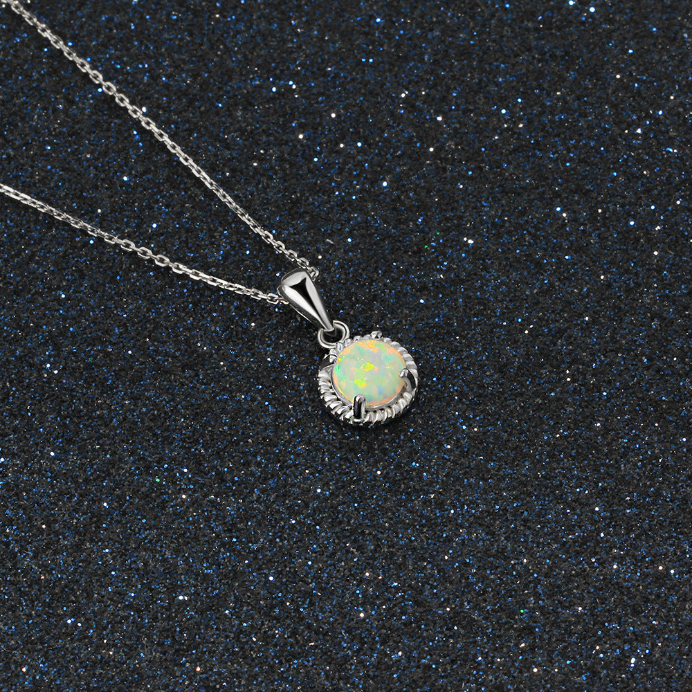 Women's Opal Opal Woven Silver Necklace