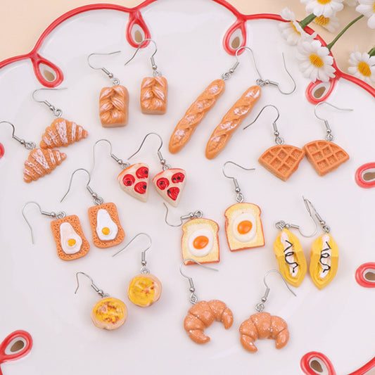 Personalized All-match Cake Egg Tart Small Van Earrings Simulation Ornament