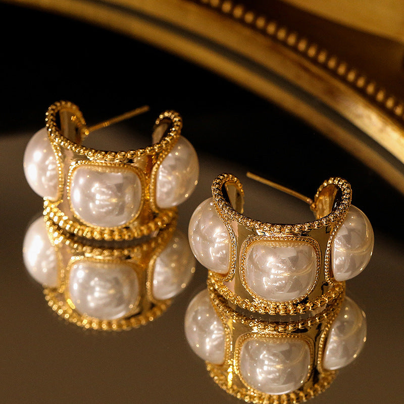 Boucles d'oreilles en forme de C de Style français pour femmes, Design perle