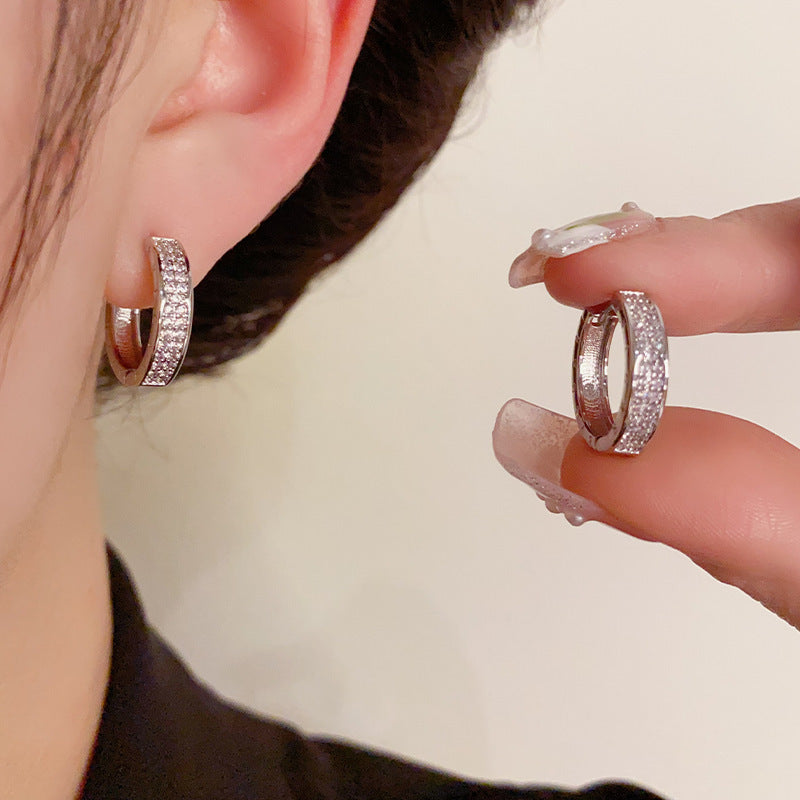 Fashionable All-match Micro-inlaid Ear Clip Niche Design Earrings