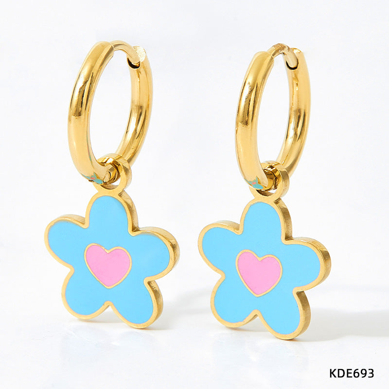 Boucles d'oreilles collier huile colorée en alliage pour femmes