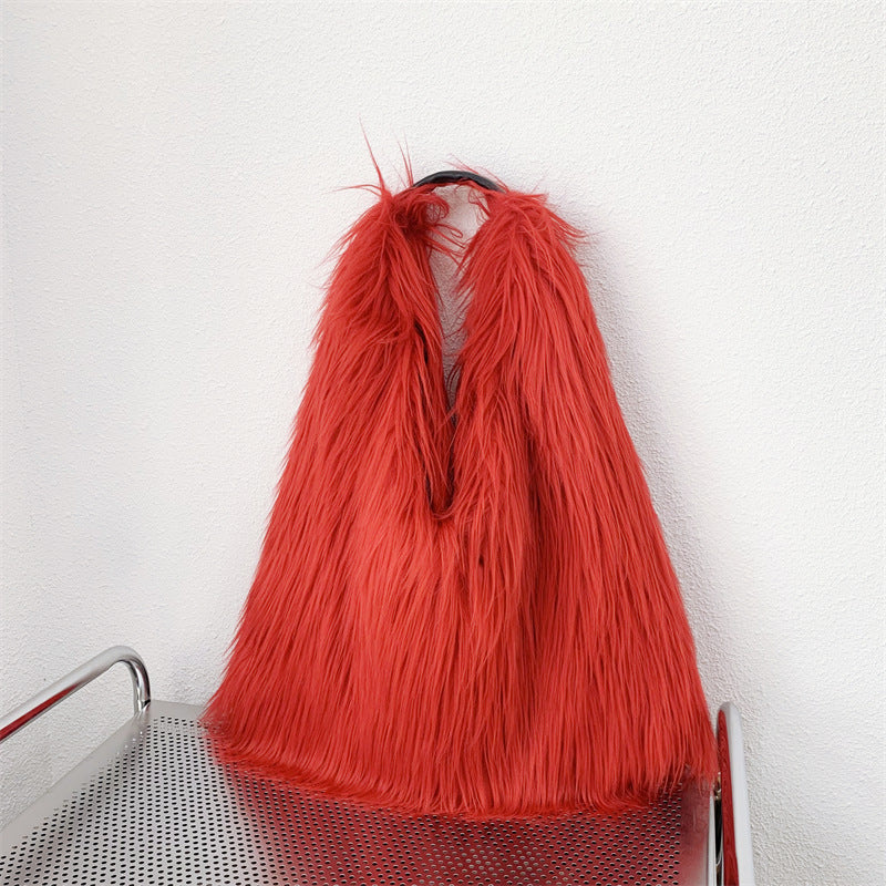 Sac fourre-tout en peluche à une épaule en laine d'eau