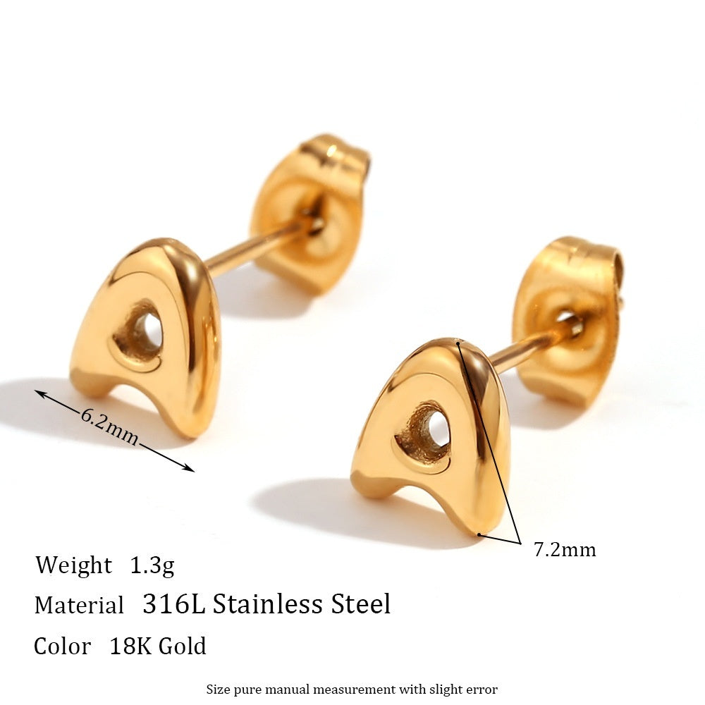 Titanium Steel Earrings 18K Gold Mini Alphabet Letter Earrings Women