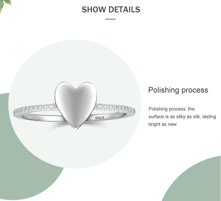 Women's Special-interest Design S925 Sterling Silver Heart-shaped Ring