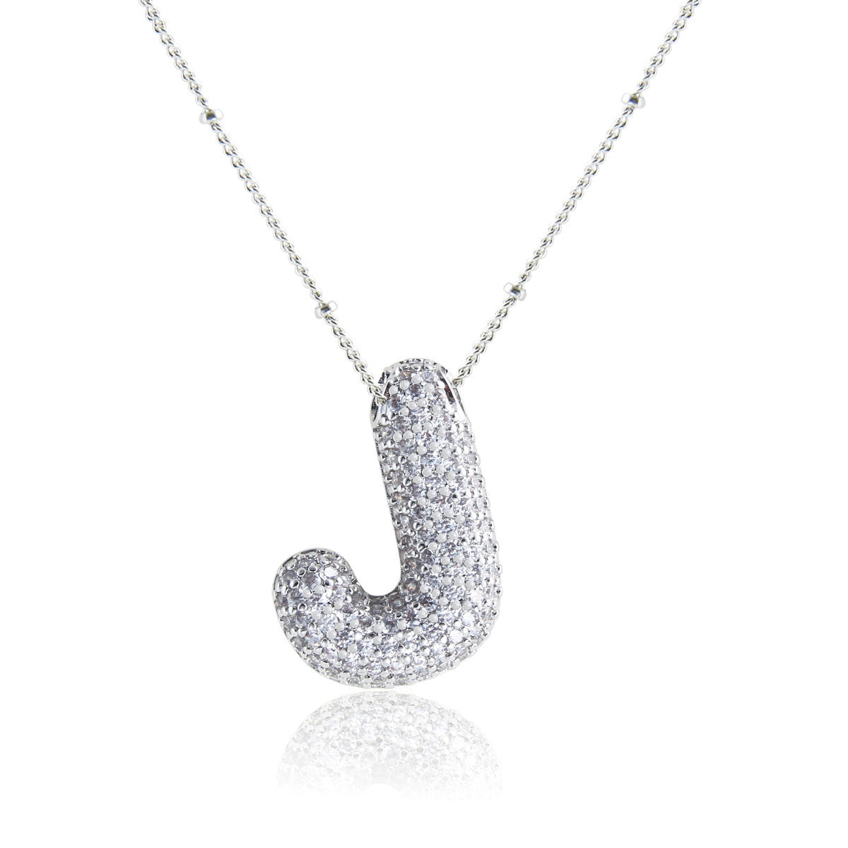 European And American Letter Necklace Inlaid With Zircon Hollow Copper White Gold Plated