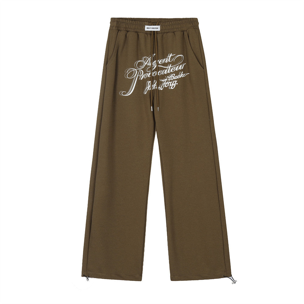 Letter Print Loose Track Sweatpants Men's