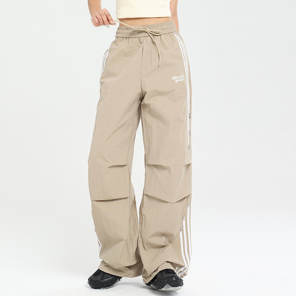 Side Stripe Stitching Wide Leg Casual Trousers