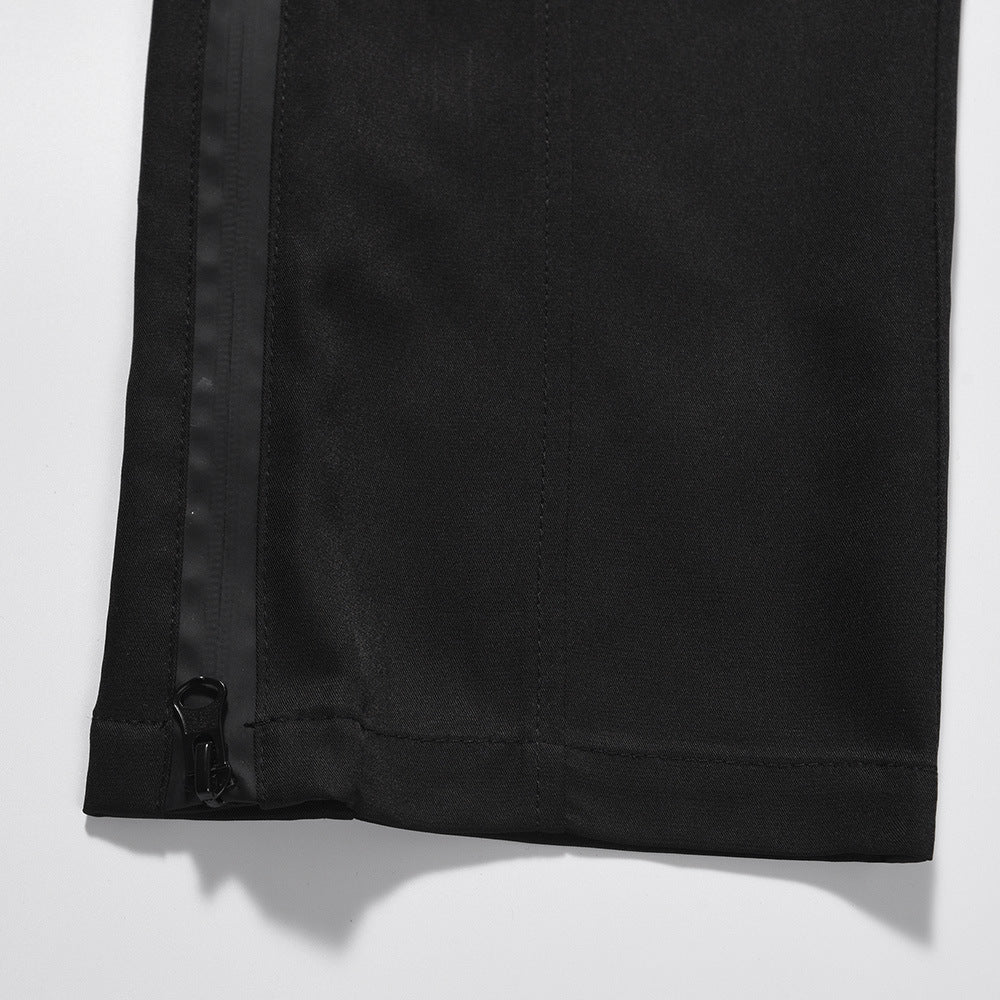 Men's Solid Color Loose Elastic-waist Straight-leg Pants