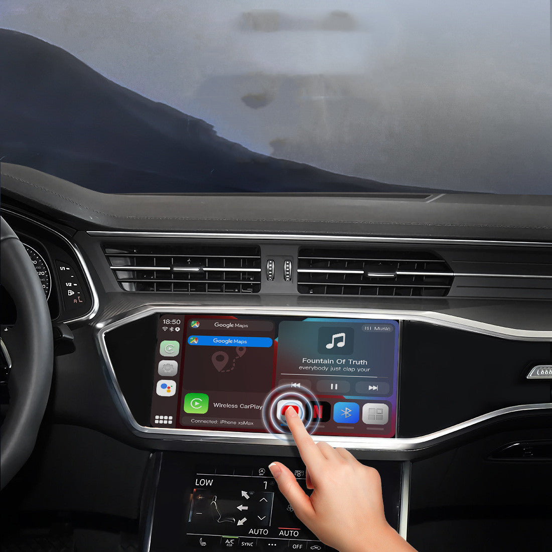 Caja inteligente de pantalla dividida con sistema Universal Android 11,0 inalámbrico Carplay AIBOX