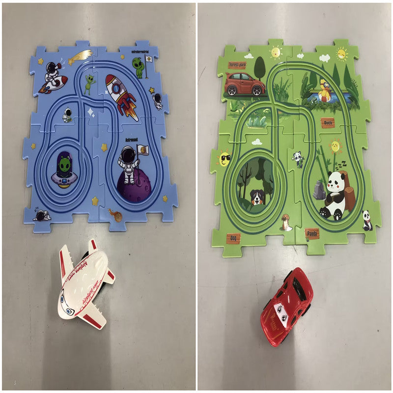 Puzzle pour enfants, vitesse de chemin de fer électrique, assemblage de voiture électrique automatique, scène de ville, Construction, jouet éducatif, cadeau