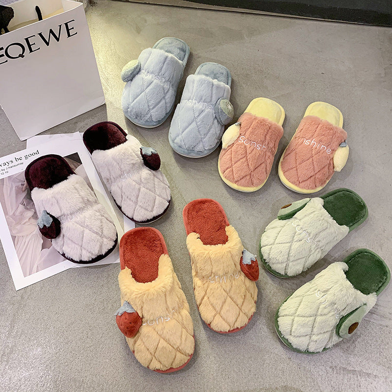 Fluffy Slippers Women's Cute Cartoon Indoor Mute