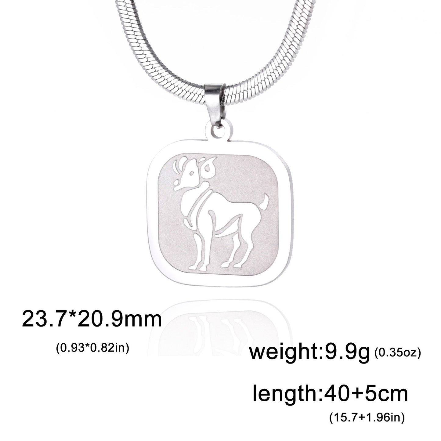 All-match Twelve Constellation Small Square Brand Stainless Steel Necklace