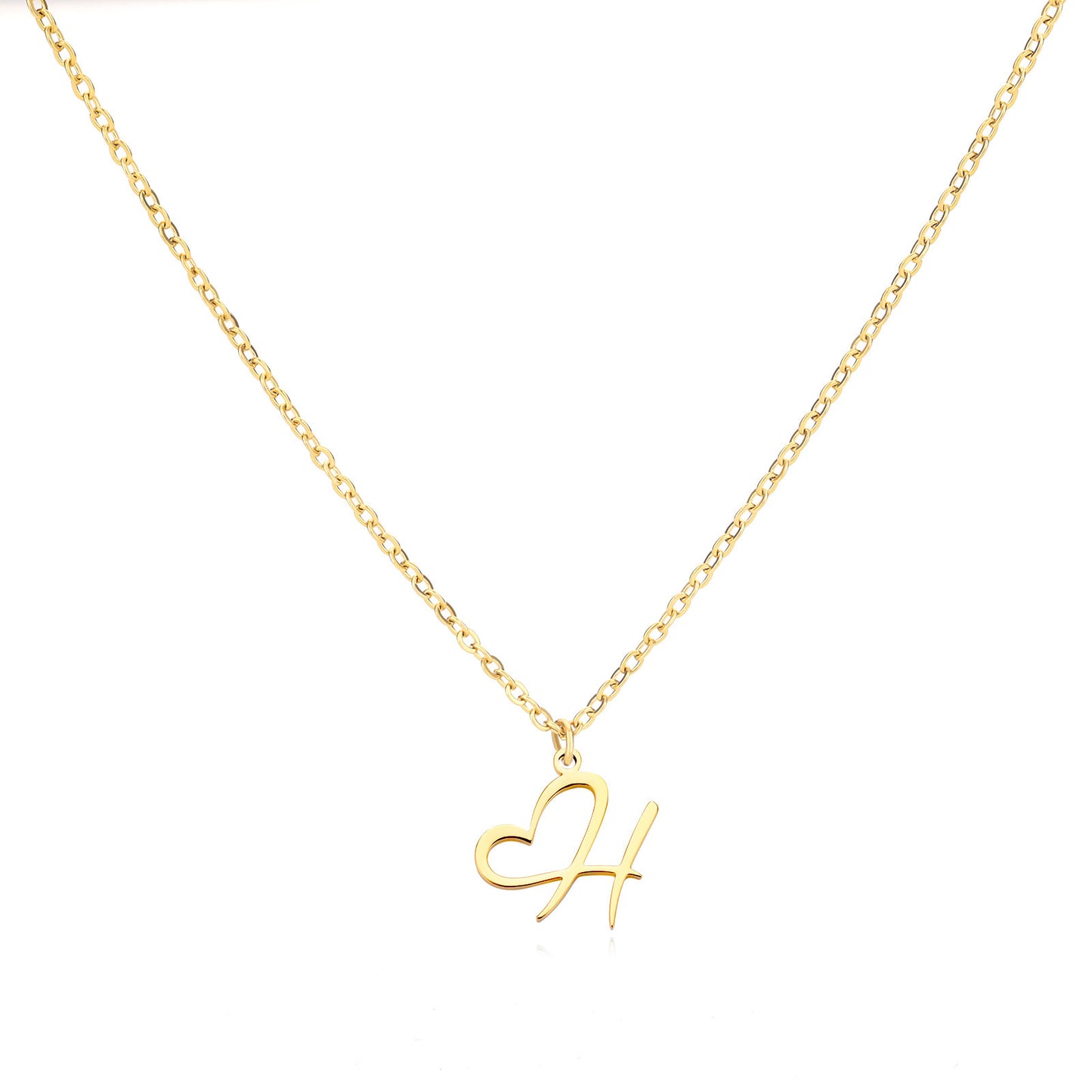 Collier créatif en acier inoxydable avec pendentif lettre cœur Simple pour femmes