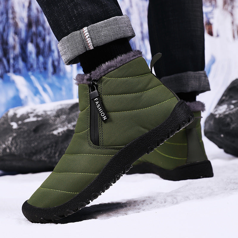 Zapatos de algodón térmico para exteriores, zapatos de invierno con forro polar y cremallera para hombre