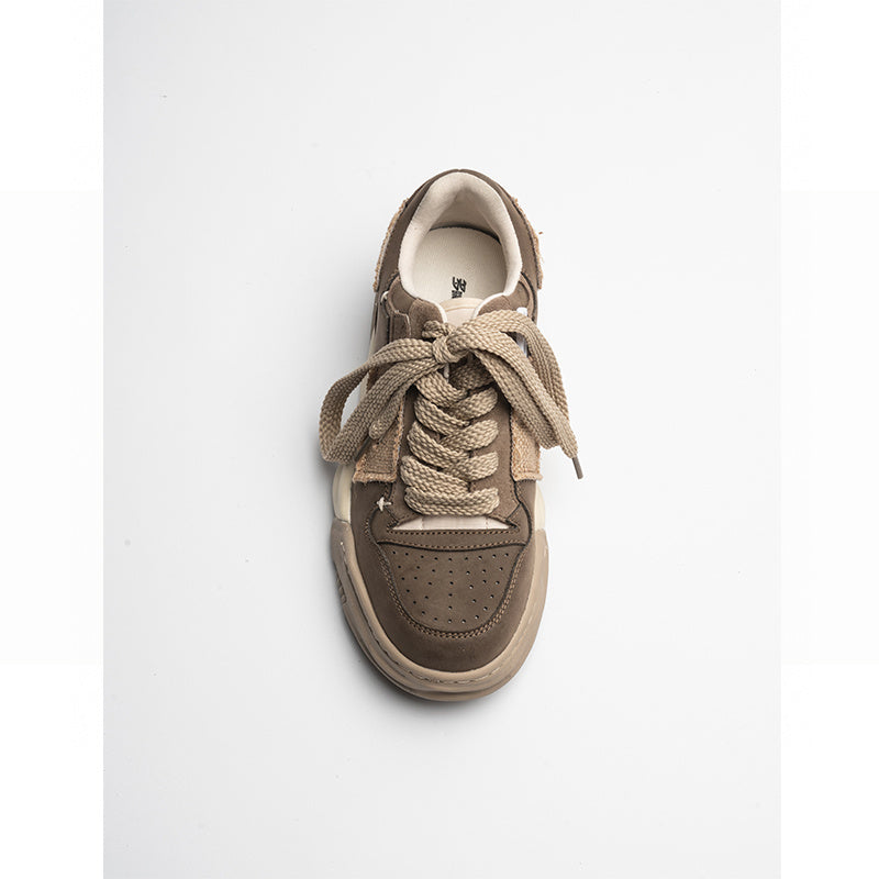 Zapatos vintage de cuero con parches versátiles e informales para hombre