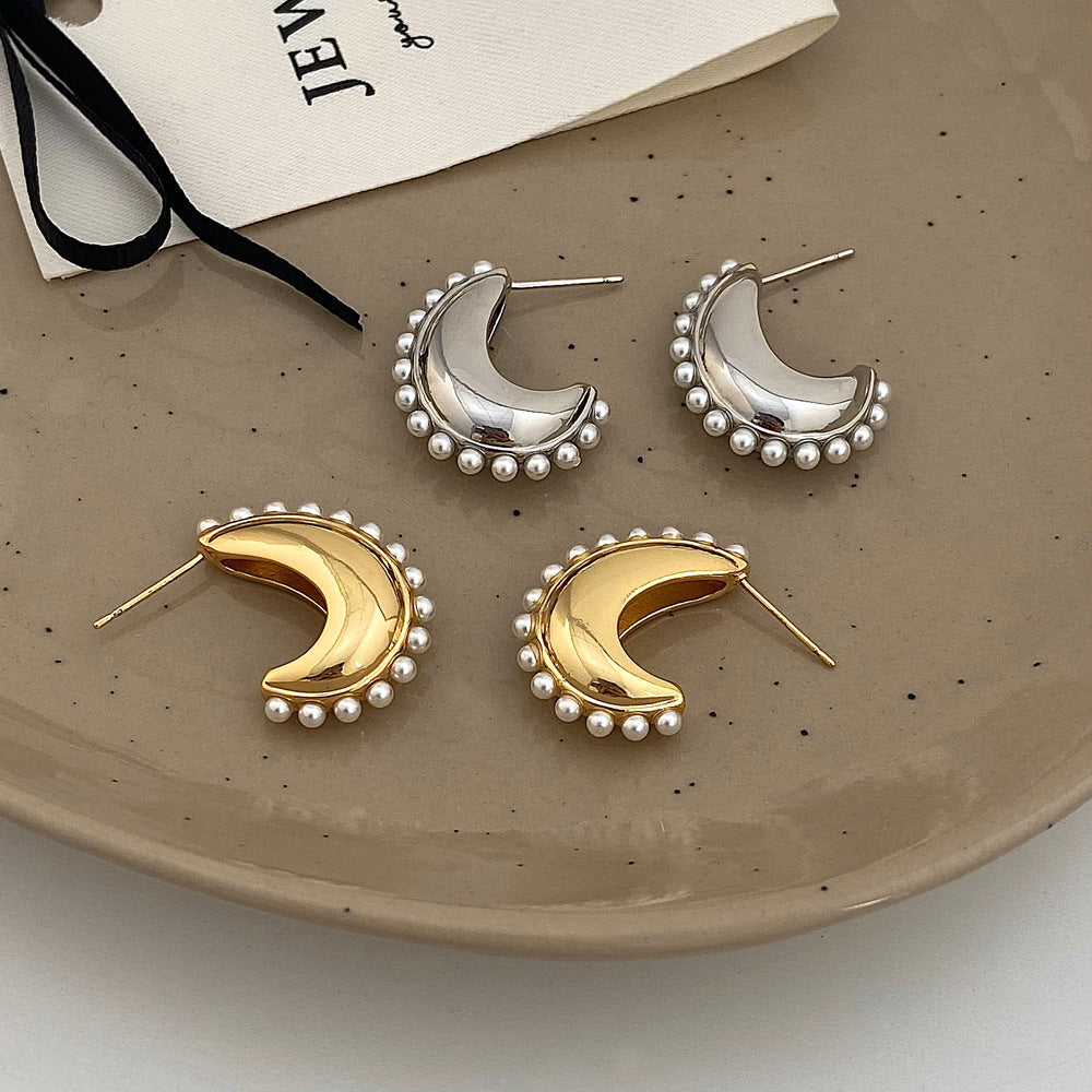 Boucles d'oreilles rétro élégantes et assorties avec petites perles pour femmes, à la mode
