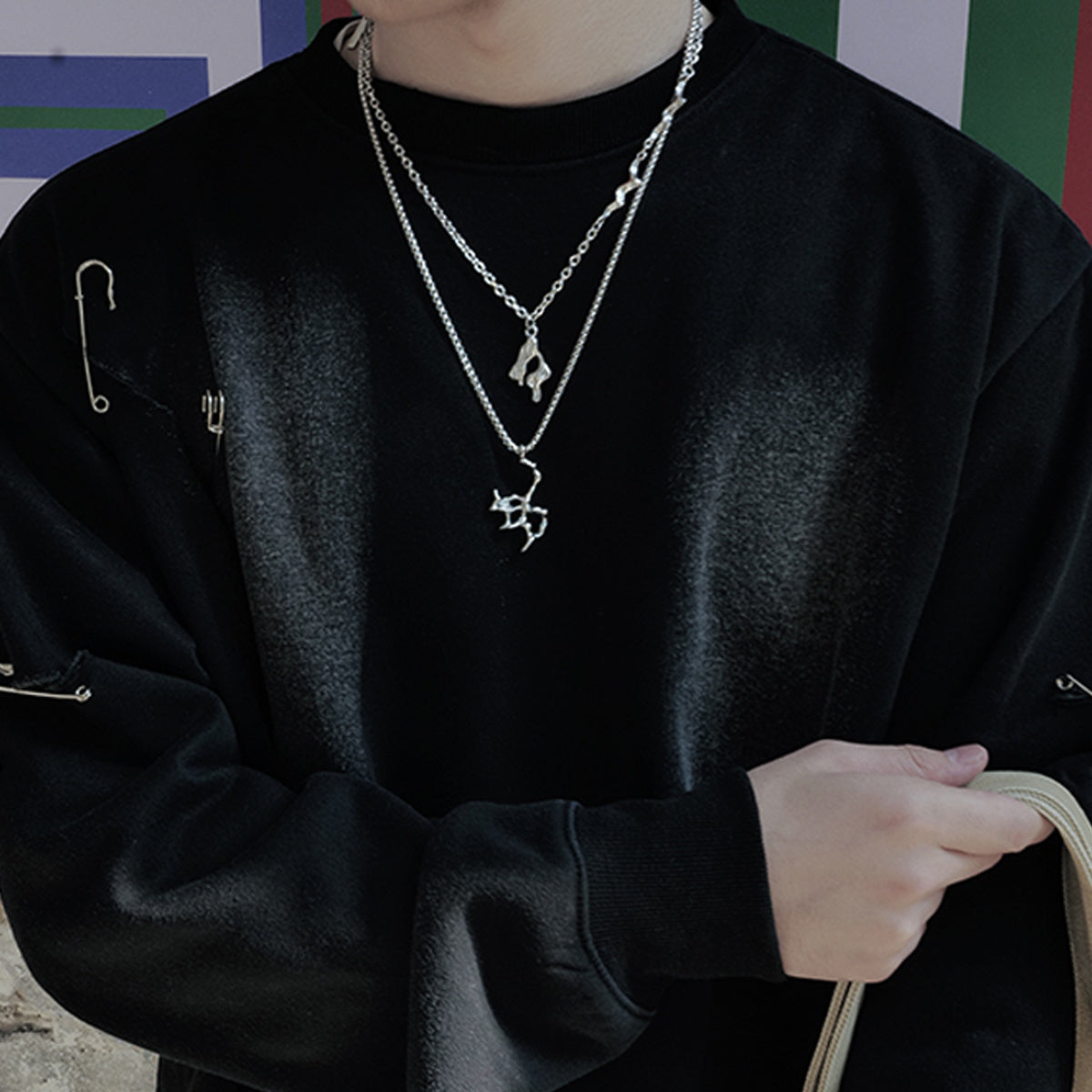 Colgante de metal líquido C Collar de acero titanio