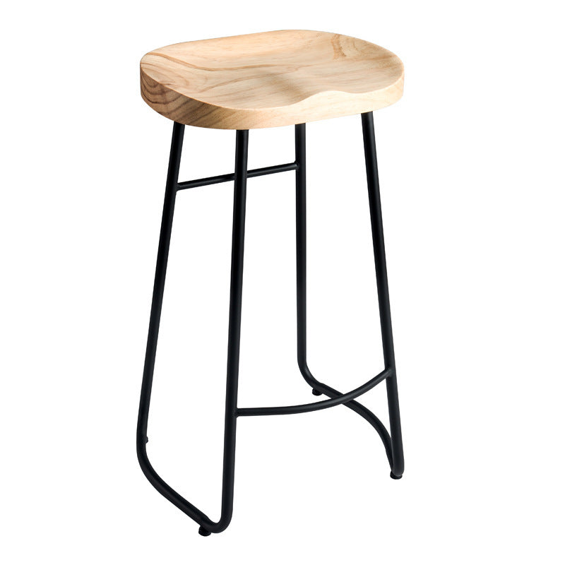 Taburete de bar de hierro forjado, taburete de bar, taburete alto de madera maciza, silla de bar