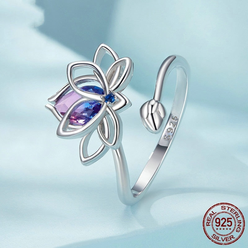 Anillo Lotus Diseño de interés especial para mujer Plata de ley S925