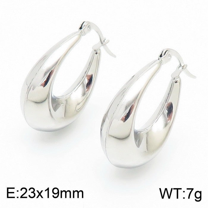 Clip d'oreille brillant en forme de U en acier titane plaqué boucles d'oreilles creuses 18 carats