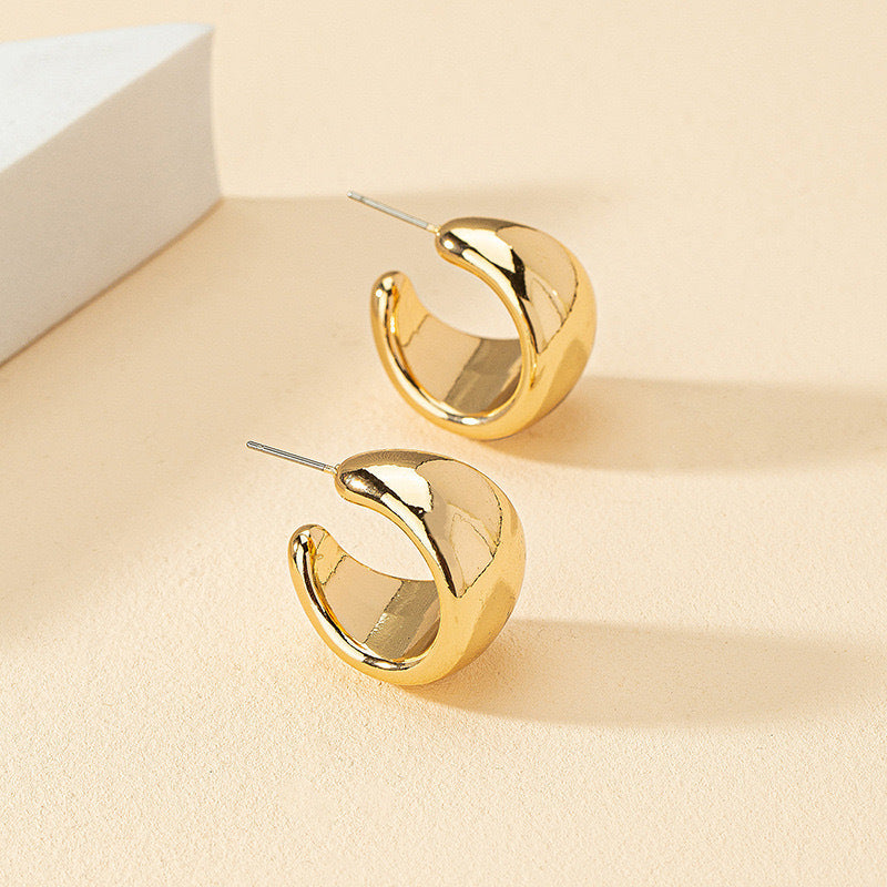 Boucles d'oreilles créoles en forme de C, simples, de style européen et américain