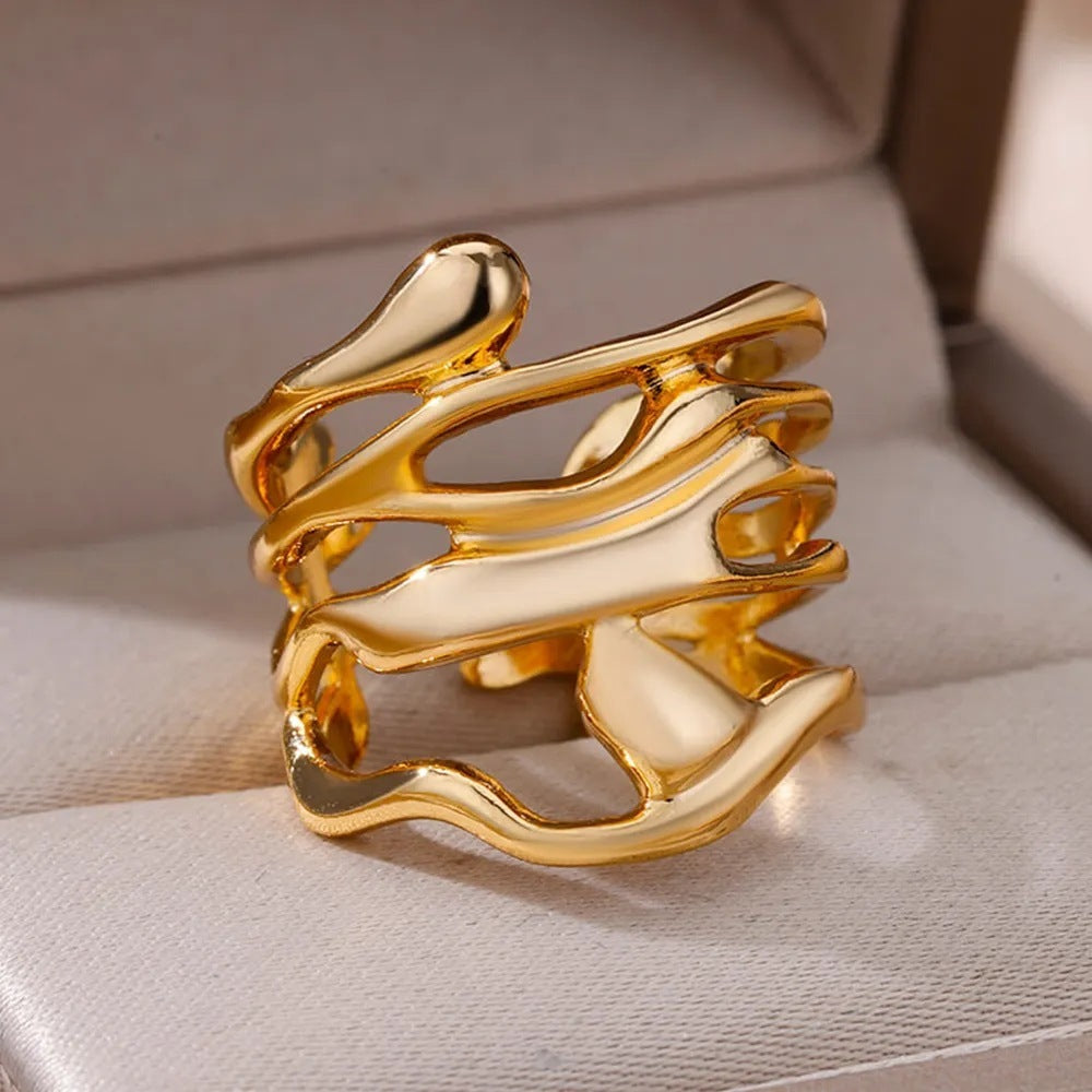 Bague irrégulière géométrique en alliage de mode