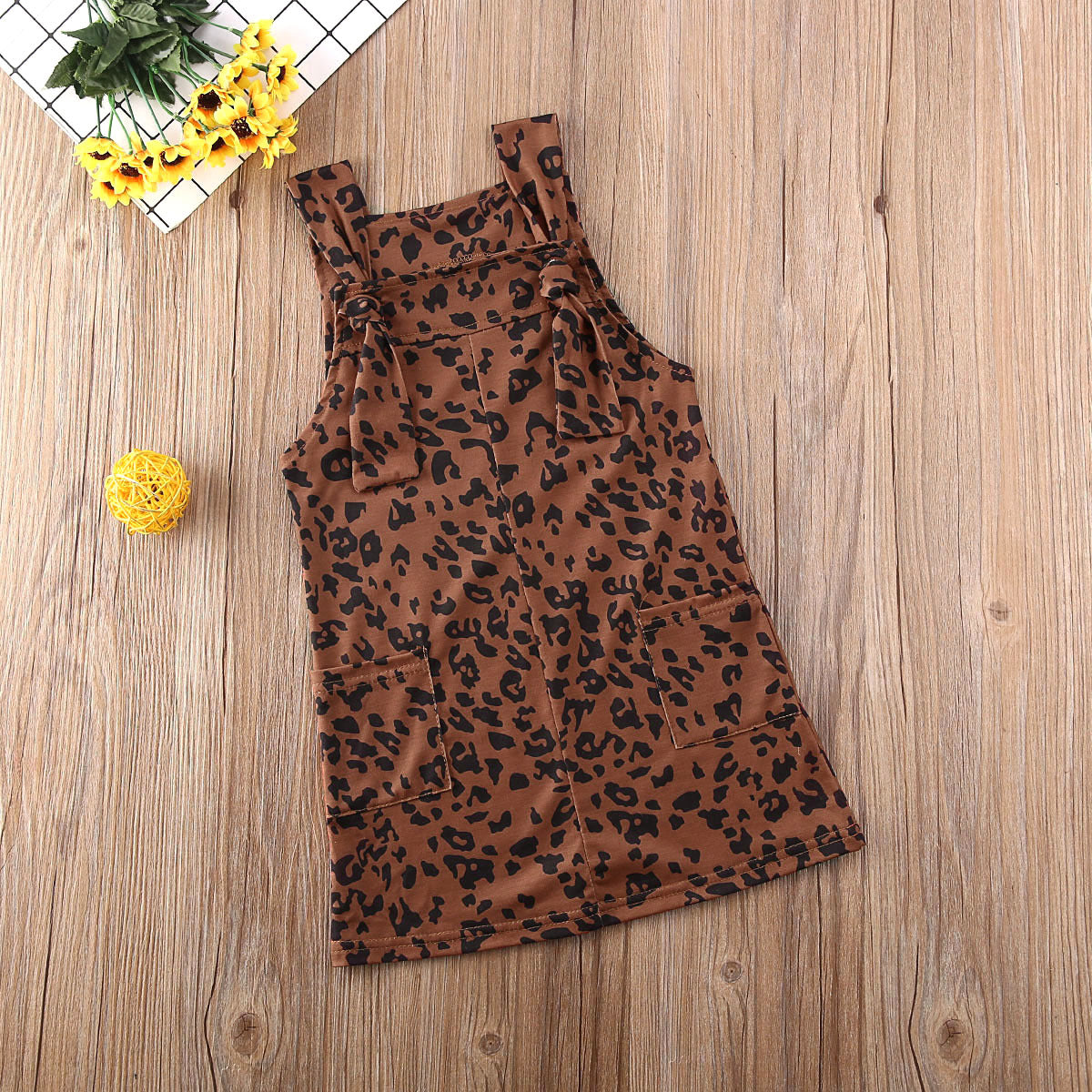 Vestido de leopardo para niñas y niños, sin mangas, informal