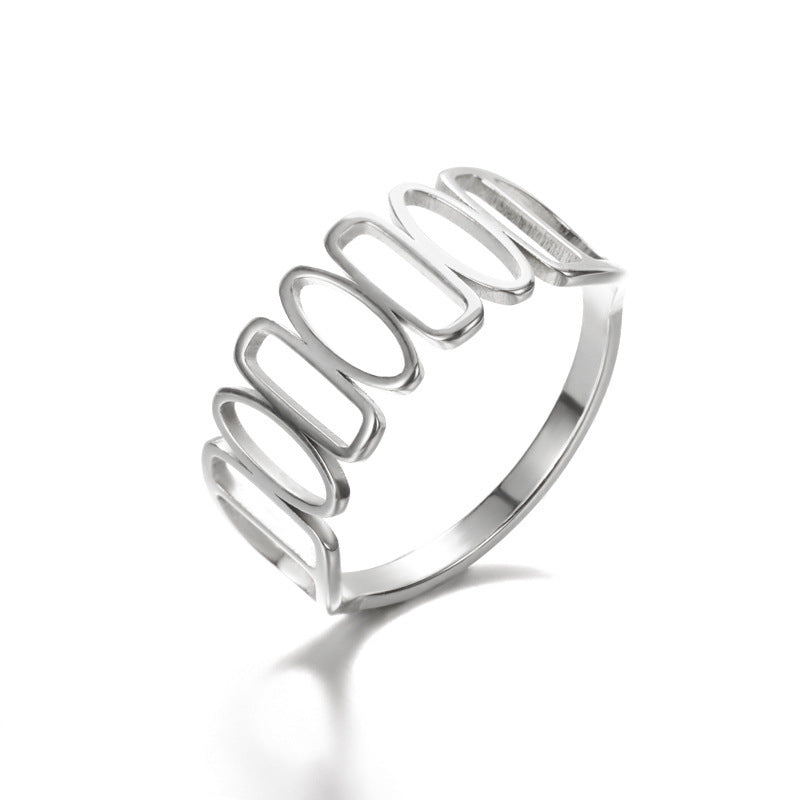 Anillo hueco de acero inoxidable Anillo geométrico en forma de corazón