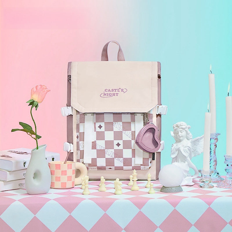 Sac à dos pour fille, cartable à rabat de grande capacité