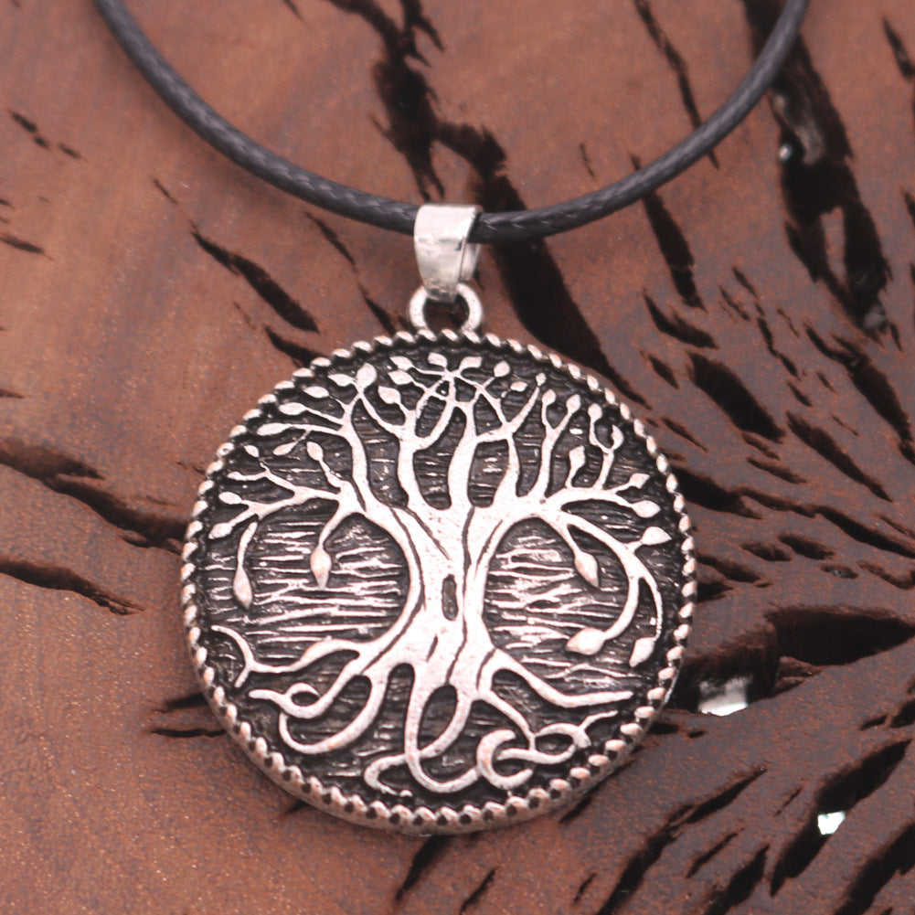 Viking arbre de vie pendentif en alliage de Zinc Vintage Aoding Rune monde arbre collier rond