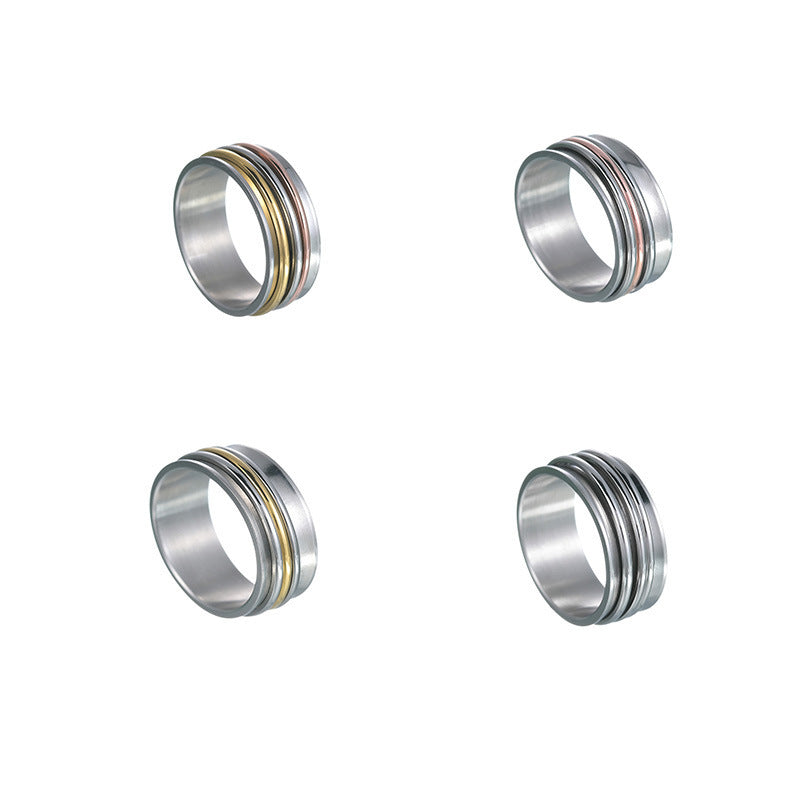 Concave Three-color Three-ring Rotating Titanium Steel Ring